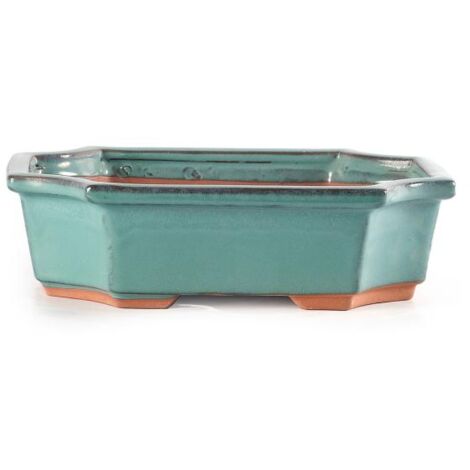 Vaso bonsai rettangolare smaltato verde cm. 24