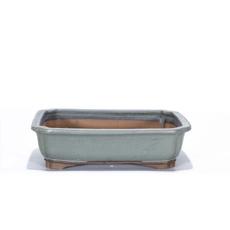 Vaso bonsai smaltato rettangolare cm. 31 Grigio