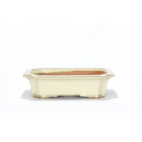 Vaso bonsai smaltato rettangolare cm. 47 Avorio (1/2)
