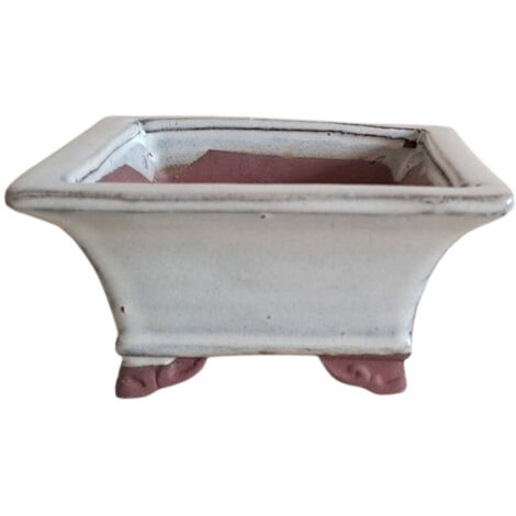 Vaso bonsai smaltato quadrato cm. 12 Avorio
