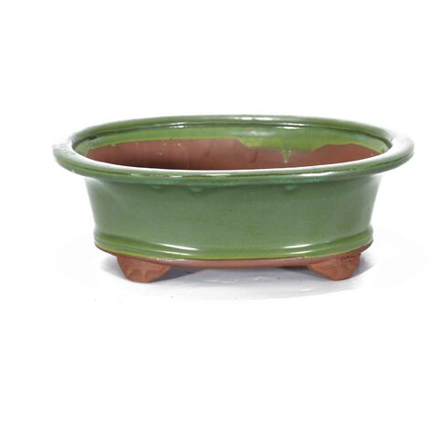 Vaso bonsai smaltato ovale cm. 25 Verde