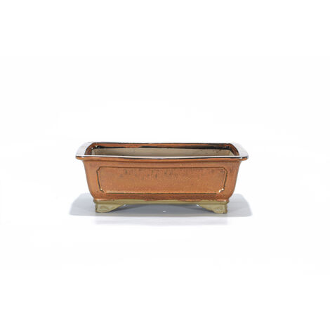 Vaso bonsai smaltato rettangolare cm. 32 Bronzo