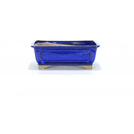 Vaso bonsai smaltato rettangolare cm. 32 Blu