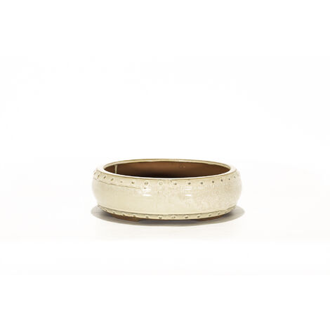 Vaso bonsai smaltato tondo cm. 26 Avorio (1/2)