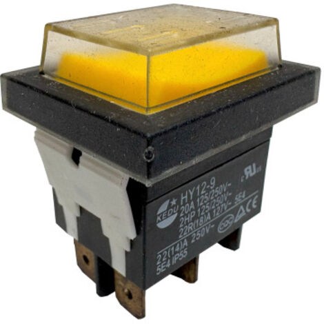 KEDU HY12-9 Wippschalter Kippschalter 250V 22A 6Pin Schalter Gelb für Gartenhäcksler uvm.