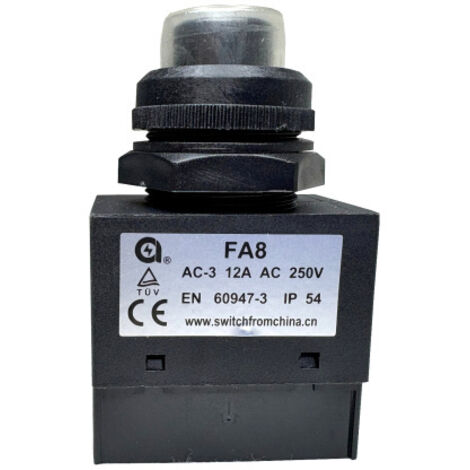 FA8 Druckschalter 250V 12A Schalter Schwarz für Holzspalter uvm.