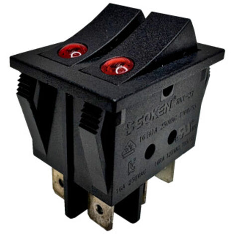 SOKEN RK1-23 Doppel Wippschalter 250V 16A 6Pin Schalter Kippschalter für Ölradiator uvm. (1/5)