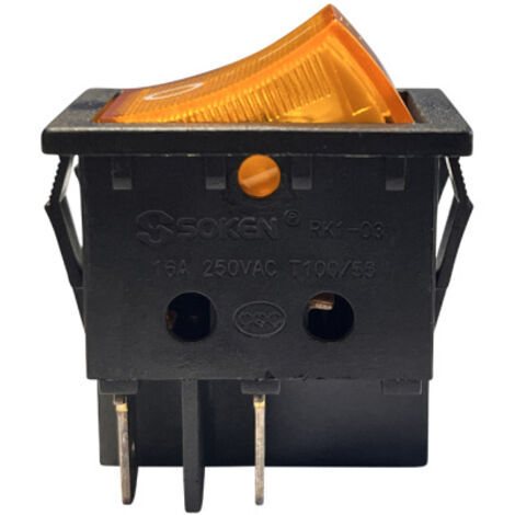 SOKEN RK1-03 Wippschalter 250V 16A Kippschalter Orange mit LED