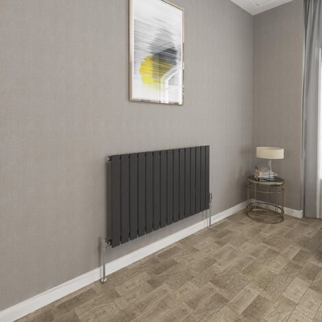 600x1020mm Black Single Flat Panel Radiator Horizontal Modern Central Heating Radiators