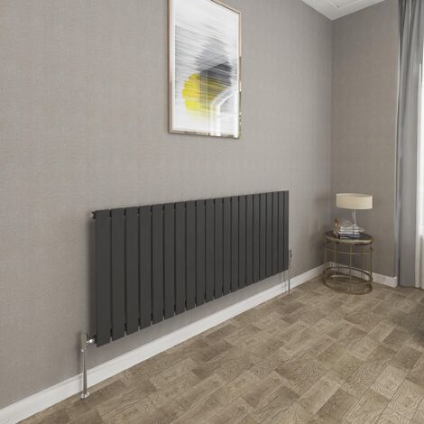 600x1428mm Black Single Flat Panel Radiator Horizontal Modern Central Heating Radiators