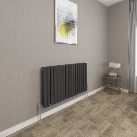 600x1003mm Black Double Oval Column Radiator Horizontal Modern Central Heating Radiators (1/5)