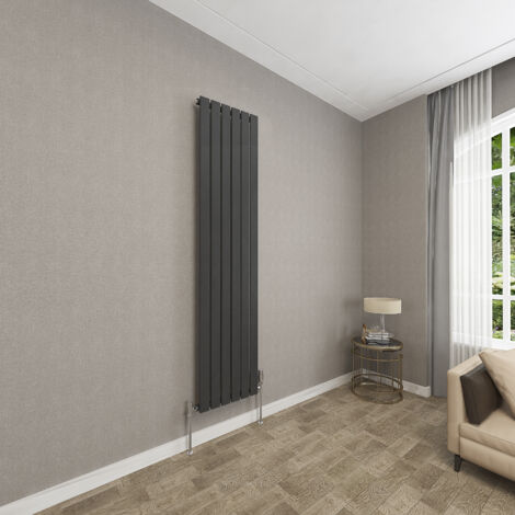 1800x408mm Black Single Flat Panel Radiator Vertical Modern Central Heating Radiators