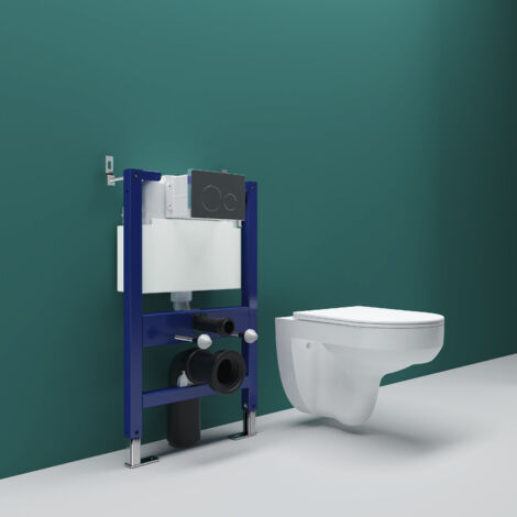 SKY Bathroom 0.82M Low Height Concealed Cistern Frame And Rimless Wall Hung Toilet Set