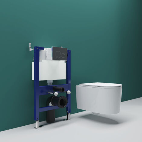 SKY Bathroom 0.82M Low Height Concealed CisternFrame And Rimless Wall Hung Toilet Set