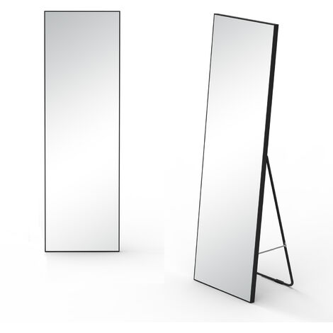 SKY BATHROOM Black Freestanding or Wall Mounted Rectangular Full Length Framed Mirror W 40 x H 140 cm