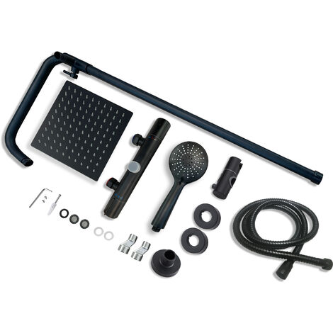 SKY Bathroom Wall Mounted Thermostatic Shower Mixer - Matte Black