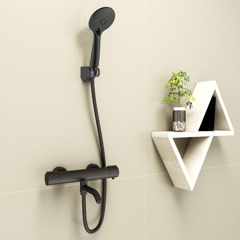 SKY Bathroom Wall Mounted Thermostatic Shower Mixer Tap - Matte Black1