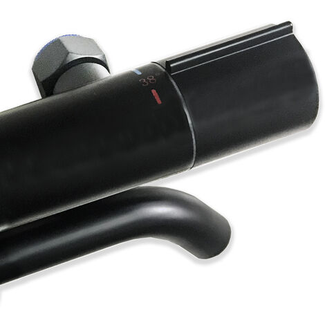 SKY Bathroom Wall Mounted Thermostatic Shower Mixer Tap - Matte Black1