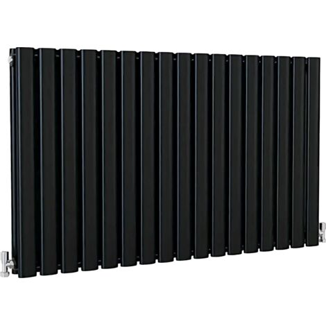 SKY Bathroom Oval Column Radiator Horizontal 600x1003mm Double Black (1/5)
