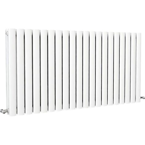 SKY Bathroom Oval Column Radiator Horizontal 600x1180mm Double White