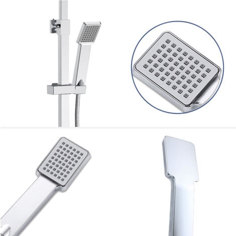 SKY Bathroom Chrome Exposed Twin Head Mixer Shower and Thermostatic Square Bar Set