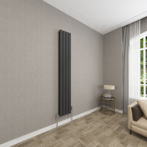 SKY Bathroom 1800x272mm Black Double Flat Panel Radiator Vertical Central Heating Rad (1/5)