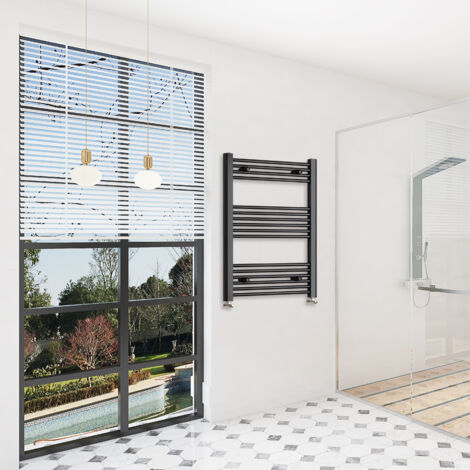 SKY Bathroom 1000x600mm(HxW)Matte Black Straight Central Heating Towel Rail Heating Towel Radiator (1/4)