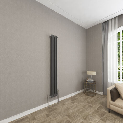 SKY Bathroom 2 Column Anthracite 1500x200mm Traditional Cast Iron Style Radiator (1/5)