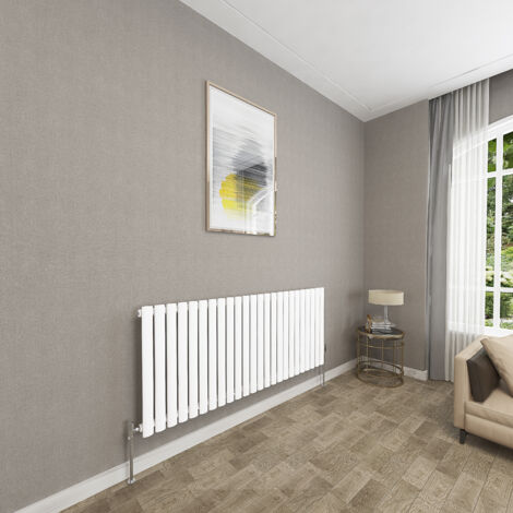 SKY Bathroom 600x1416mm White Single Oval Column Radiator Horizontal Central Heating Rad (1/5)