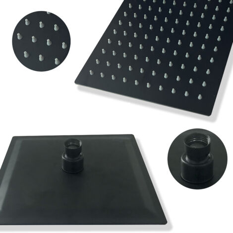 SKY Bathroom 250mm Square Exposed Thermostatic Mixer Shower Set Black