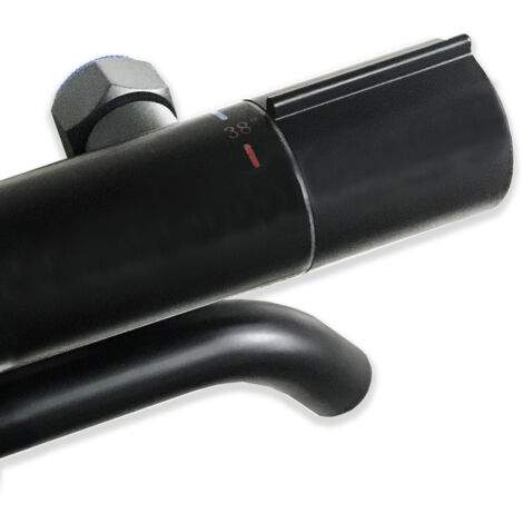 SKY Bathroom Wall Mounted Thermostatic Shower Mixer Tap - Matte Black