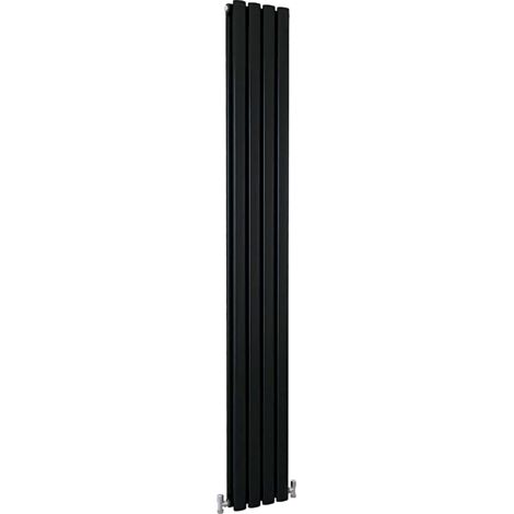 SKY Bathroom Oval Column Radiator Vertical 1800x236mm Double Black