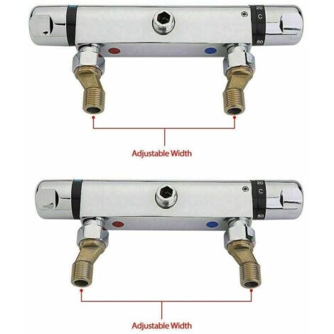 SKY Bathroom Thermostatic Exposed Bar Shower Mixer Valve Tap 1/2" Outlet Chrome Bottom