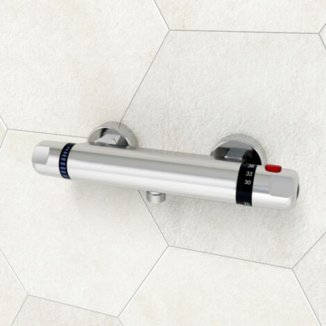SKY Bathroom Thermostatic Exposed Bar Shower Mixer Valve Tap Chrome Bottom 1/2" Outlet