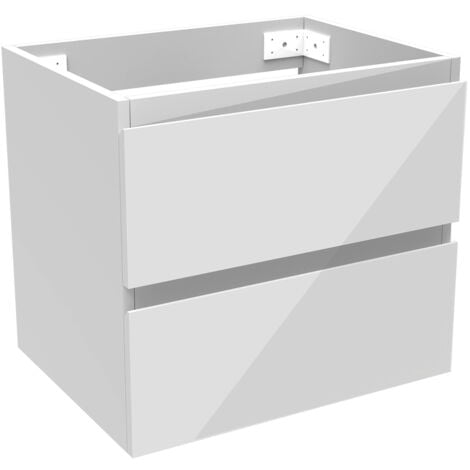 500mm Wall Mounted Bathroom Vanity Unit without Basin Gloss White 2 Soft Close Drawers - Flat Pack