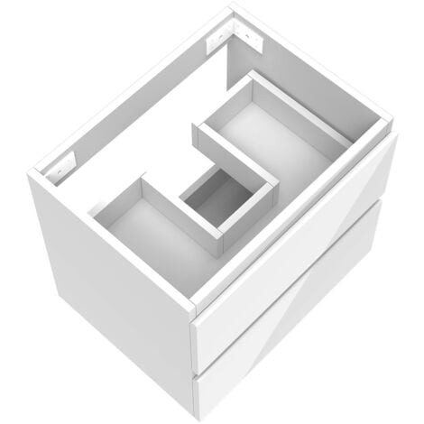 500mm Wall Mounted Bathroom Vanity Unit without Basin Gloss White 2 Soft Close Drawers - Flat Pack