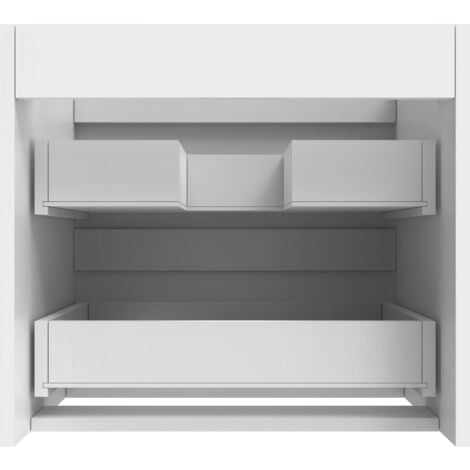 500mm Wall Mounted Bathroom Vanity Unit without Basin Gloss White 2 Soft Close Drawers - Flat Pack