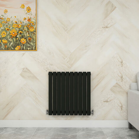 SKY Bathroom 600x590mm Black Single Horizontal Oval Column Designer Central Heating Radiator (1/5)
