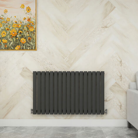 SKY Bathroom 600x1003mm Anthracite Single Horizontal Oval Column Designer Central Heating Radiator (1/5)