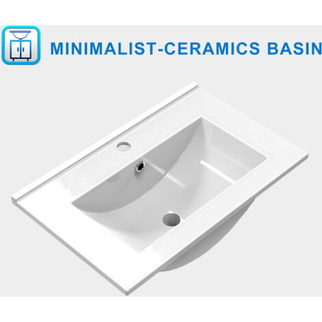800600mm Bathroom Anthracite Vanity Unit With Storage Space Soft Close DoorsWhite Thin Ceramic Basin