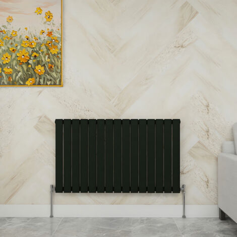 SKY Bathroom 600x1020mm Single Black Horizontal Flat Panel Radiator Designer Central Heating Radiator