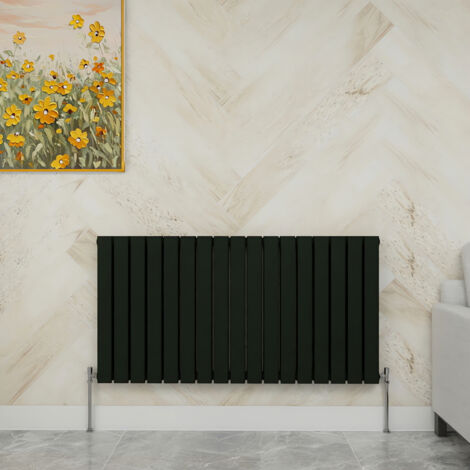 SKY Bathroom 600x1156mm Double Black Horizontal Flat Panel Radiator Designer Central Heating Radiator