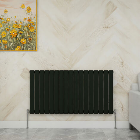 SKY Bathroom 600x1156mm Single Black Horizontal Flat Panel Radiator Designer Central Heating Radiator