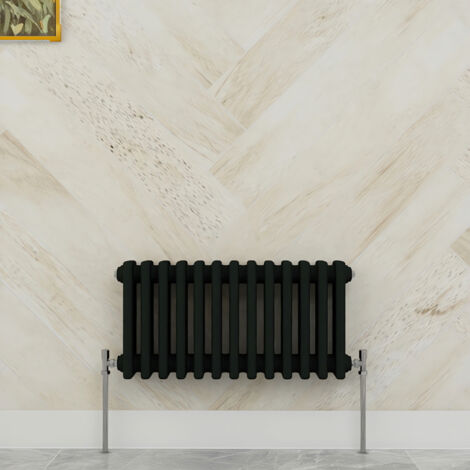 SKY Bathroom 300x605mm 3 Column Radiator Horizontal Black Traditional Column Radiator