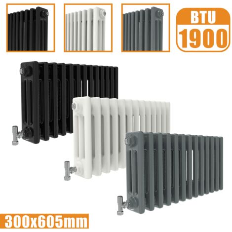SKY Bathroom 300x605mm 3 Column Radiator Horizontal Black Traditional Column Radiator