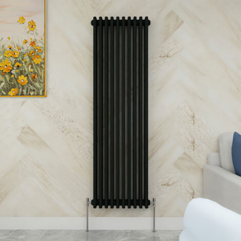 SKY Bathroom 1500x470mm 3 Column Radiator Vertical Black Traditional Column Radiator (1/5)