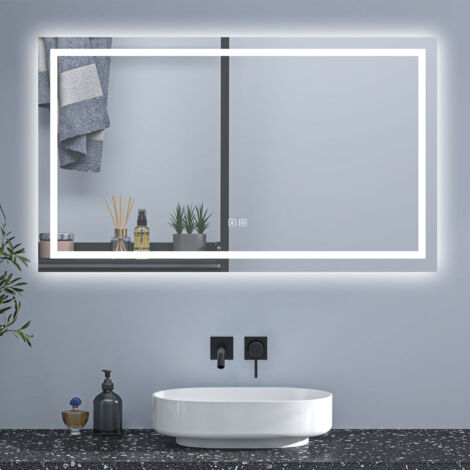 SKY Bathroom 110x70cm Bluetooth Bathroom Mirror with Shaver Socket Optional 3 Colour Light Anti-fog,Touch Switch (1/5)