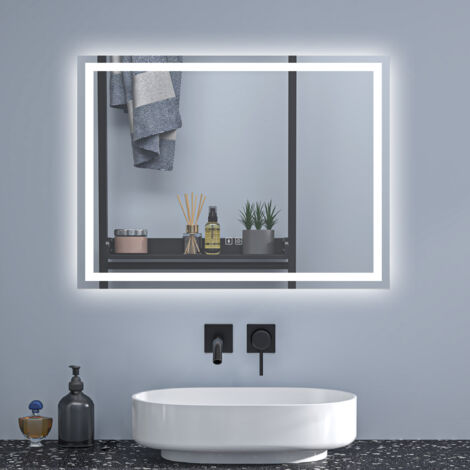 SKY Bathroom Anti-Fog LED Mirror with Shaver Socket & Bluetooth, Adjustable 3-Colour LED Light, Memory Function,110x70cm