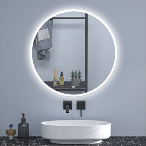 SKY 90cm Round Bathroom Anti-Fog LED Mirror with Dimmable 3 Lighting Modes,Touch Switch,Wall-Mounted IP44 Mirror (1/5)