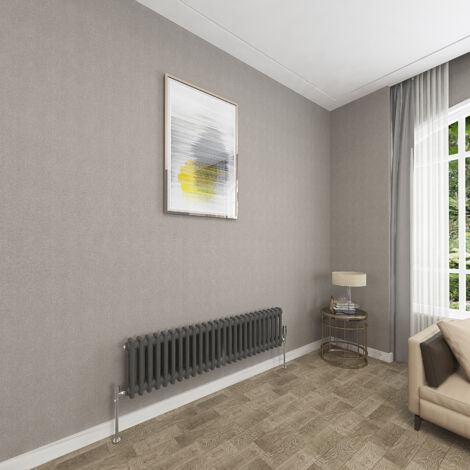 SKY Bathroom 2 Column Anthracite 300x1190mm Traditional Cast Iron Style Radiator (1/5)